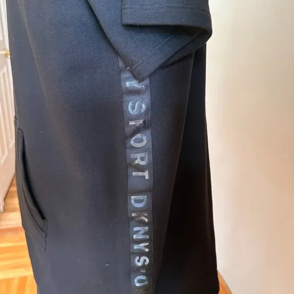 DKNY Logo 1/4-zip-front S/S cotton-mix knit dress sporty Athleisure XL comfy - Picture 6 of 13